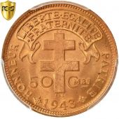 Cameroun, 50 Centimes, 1943, Pretoria, PCGS, MS66RD, FDC, Bronze, KM:6, Grade
