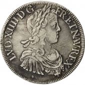 Monnaie, France, Louis XIV, cu  la mche longue, Ecu, 1649, Aix, TB+