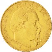 Coin, Monaco, Charles III, 20 Francs, Vingt, 1879, Paris, EF(40-45), Gold, KM:98