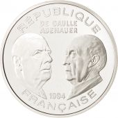 France, De Gaulle & Adenauer, 100 Francs, 1994, Silver, KM:1046
