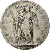 tats italiens, PIEDMONT REPUBLIC, 5 Francs, 1800, Turin, TB+, Argent, KM:4
