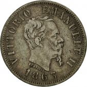 Italy, Vittorio Emanuele II, 50 Centesimi, 1863, Naples, AU(50-53), Silver