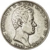 Italie, Sardaigne, Carlo Alberto, 5 Lire, 1844, Genoa, TTB, Argent