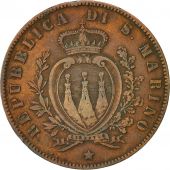 San Marino, 5 Centesimi, 1864, Milan, EF(40-45), Copper, KM:1