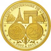 France, Medal, 10me Anniversaire de lEuro, History, 2011, MS(65-70), Gold