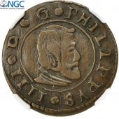 Spain, Philip IV, 16 Maravedis, 1644, Madrid, NGC, VF35, Copper, KM 172.5