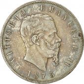 Italy, Vittorio Emanuele II, 5 Lire, 1875, Milan, AU(50-53), Silver, KM 8.3