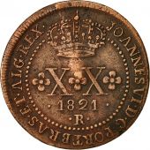 Brazil, Joao, 20 Reis, 1821, Rio de Janeiro, EF(40-45), Copper, KM 316.1