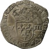 Monnaie, France, Henri IV, 1/8 Ecu, 1607, Nantes, TB+, Argent, Duplessy 1223