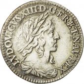 Coin, Louis XIII, 1/12 cu, draped bust, 1643, Paris, AU(55-58), Gadoury 46