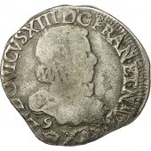 Monnaie, Louis XIII, 1/2 Franc, tte nue au col frais, 1615, Rennes, Gadoury 39