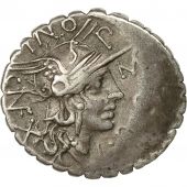 Coin, Pomponius, Denarius Serratus, 118 BC, Narbo, AU(50-53), Crawford 282/4