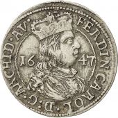 Coin, Austria, Ferdinand Charles, 3 Kreuzer, 1647, Hall, AU(50-53), Silver