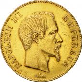 Monnaie, Second Empire, 100 Francs or Napolon III tte nue 1858 Paris, KM 786.1