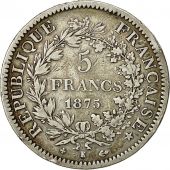Coin, France, Hercule, 5 Francs, 1875, Bordeaux, VF(30-35), Silver, KM:820.2