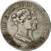 Monnaie, tats italiens, LUCCA, Felix and Elisa, 5 Franchi, 1807, Firenze, TB+