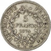 Coin, France, Hercule, 5 Francs, 1874, Bordeaux, EF(40-45), Silver, KM:820.2