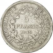 Coin, France, Hercule, 5 Francs, 1849, Strasbourg, VF(20-25), Silver, KM:756.2