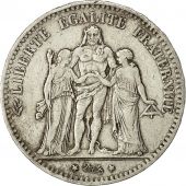 Coin, France, Hercule, 5 Francs, 1876, Bordeaux, EF(40-45), Silver, KM:820.2