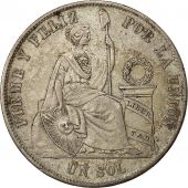 Coin, Peru, Sol, 1869, Lima, AU(50-53), Silver, KM 196.3