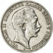 Coin, German States, PRUSSIA, Wilhelm II, 3 Mark, 1909 A, AU(50-53), KM 527