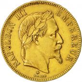 Coin, France, Napoleon III, 100 Francs, 1866, Paris, AU(50-53), Gold, KM 802.1