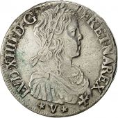 Coin, France, Louis XIV, cu de Navarre  la mche longue, 1657, Saint Palais