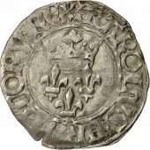 Coin, France, Charles VI, Gros Florette, Rouen, VF(30-35), Billon, Duplessy 387A