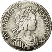 Coin, France, Louis XIV, 1/12 cu  la mche courte, 1/12 ECU, 10 Sols, 1644