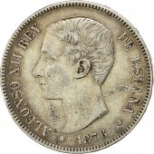 Monnaie, Espagne, Alfonso XII, 5 Pesetas, 1876, Madrid, TTB, Argent, KM:671