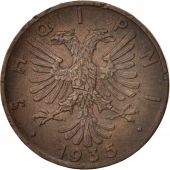 Albania, Zog I, 2 Qindar Ari, 1935, Rome, Bronze, KM:15