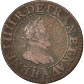 France, Henri IV, Double Tournois, 1607, Paris, VF(20-25), Copper, KM:16.1