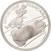 France, Albertville, 100 Francs, 1990, Bobsledding, MS(65-70), Silver, KM:981