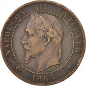 France, Napoleon III, 10 Centimes, 1863, Strasbourg, TTB, KM:798.2, Gadoury:253