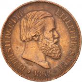 Brazil, Pedro II, 20 Reis, 1869, AU(50-53), Bronze, KM:474