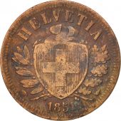 Suisse, 2 Rappen, 1851, Paris, TB+, Bronze, KM:4.1