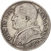 tats italiens, PAPAL STATES, Pius IX, 2 Lire, 1867, Rome, TTB, KM:1379.2