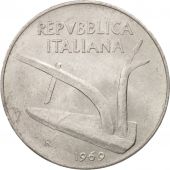 Italy, 10 Lire, 1969, Rome, AU(55-58), Aluminum, KM:93