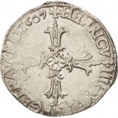 France, Henri IV, 1/4 Ecu, 1607, Nantes, EF(40-45), Silver, Sombart:4686