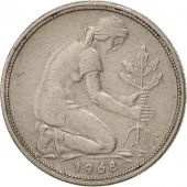 GERMANY - FEDERAL REPUBLIC, 50 Pfennig, 1968, Stuttgart, EF(40-45), KM:109.1