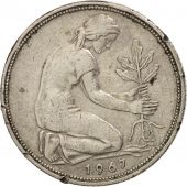 GERMANY - FEDERAL REPUBLIC, 50 Pfennig, 1967, Hamburg, EF(40-45), KM:109.1