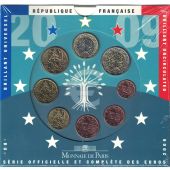 FRANCE, 1 Cent to 2 Euro, 2009, MS(65-70)