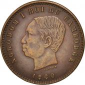 Cambodia, 10 Centimes, 1860, EF(40-45), Bronze, KM:M3, Lecompte:22
