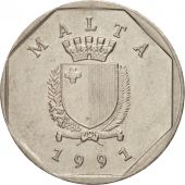 Malta, 5 Cents, 1991, MS(60-62), Copper-nickel, KM:95