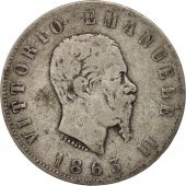 Italie, Vittorio Emanuele II, 2 Lire, 1863, Torino, TB, Argent, KM:6a.2