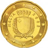 Malte, 20 Euro Cent, 2008, SPL+, Brass, KM:129