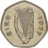 IRELAND REPUBLIC, 50 Pence, 1977, TTB, Copper-nickel, KM:24