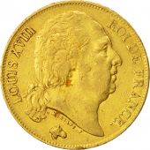 France, Louis XVIII, 20 Francs, 1819, Perpignan, TTB, Or, Gadoury:1028