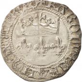 France, Charles VII, Blanc aux lis accotés, Orléans, TTB+, Billon, Duplessy:470