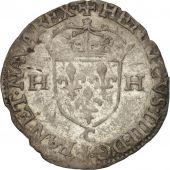 France, Henri IV, Douzain aux deux H, 1594, Saint L, EF(40-45), Sombart:4420